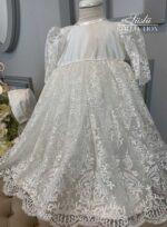 embroidered sequins short girls baptism dress 003