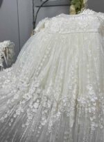 silk slub 3d lace girls baptism dress 03