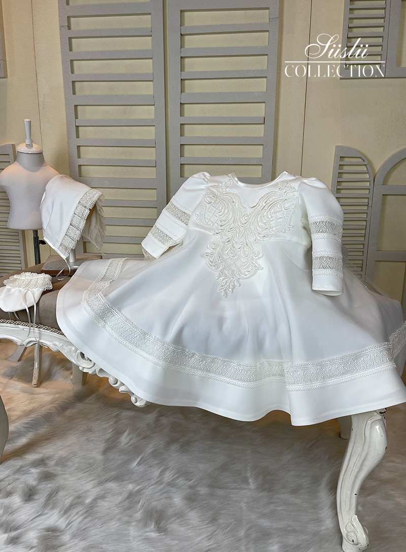 cordonet embroidered baptism gown girl baptism gown 04