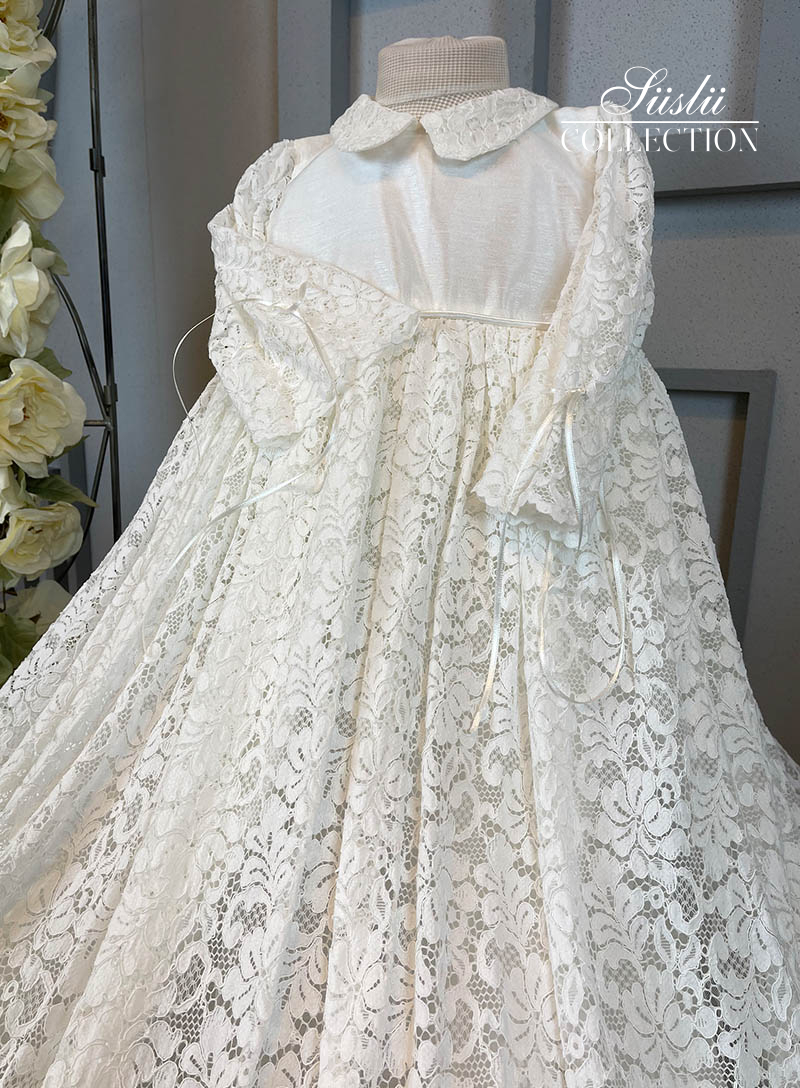 long lace white baptism dress long dress 04