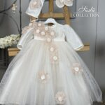 short pink floral christening gown 02