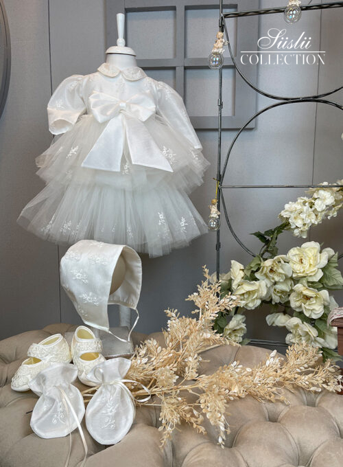 Short Tulle Tiered Baptism Dress