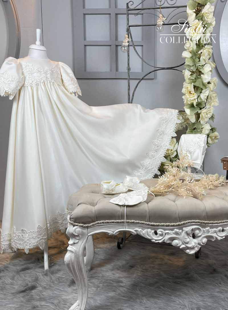 silk satin bead embroidered lace applique christening gown 04